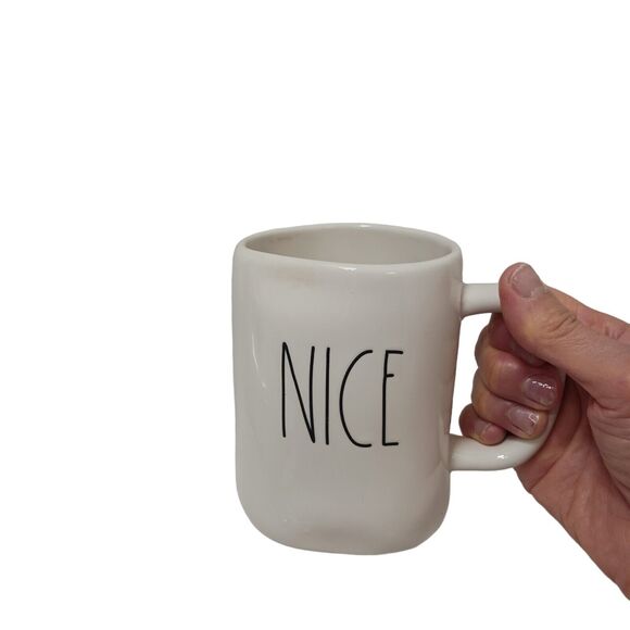 Rae Dunn Oversized Cup " NICE " Coffee Mug Tea WHITE Farmhouse Oversized Artsy - Picture 6 of 13